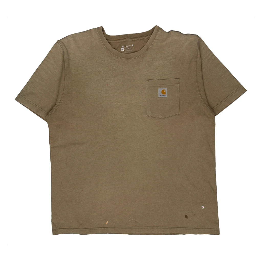 Carhartt T-Shirt - Large Beige Cotton