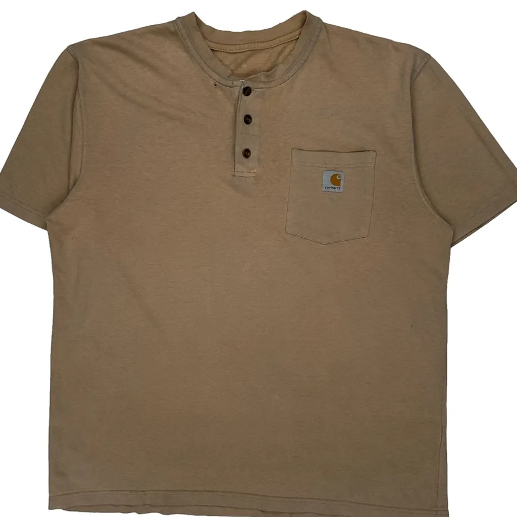 Carhartt Henley T-Shirt - Large Beige Cotton - Image 5
