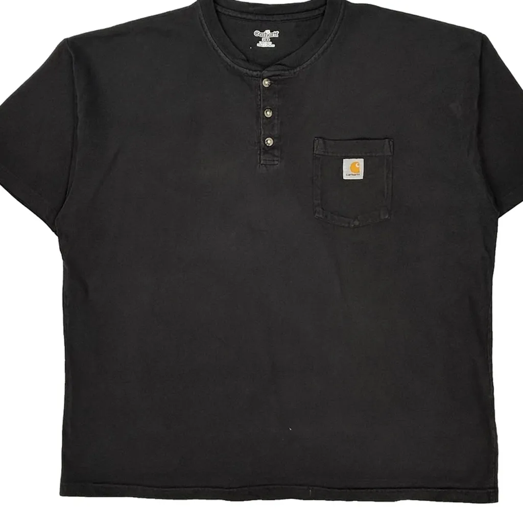 Carhartt Henley T-Shirt - 2XL Black Cotton - Image 5