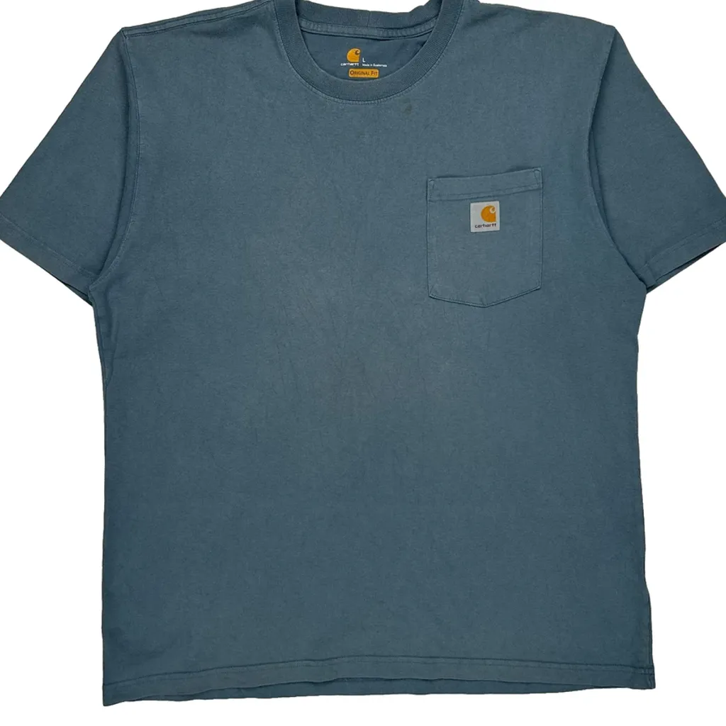 Carhartt T-Shirt - Large Blue Cotton - Image 4