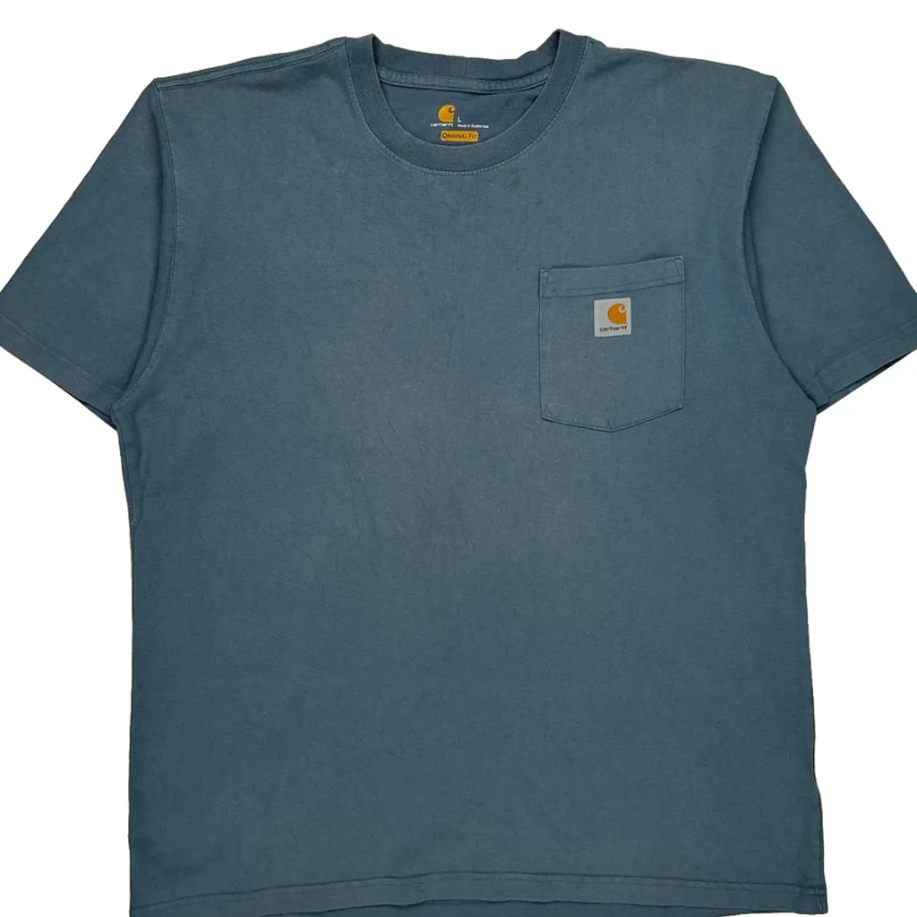 Carhartt T-Shirt - Large Blue Cotton - Image 5