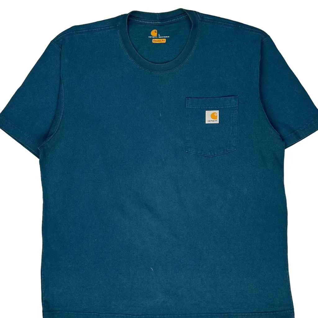 Carhartt T-Shirt - Large Blue Cotton - Image 4