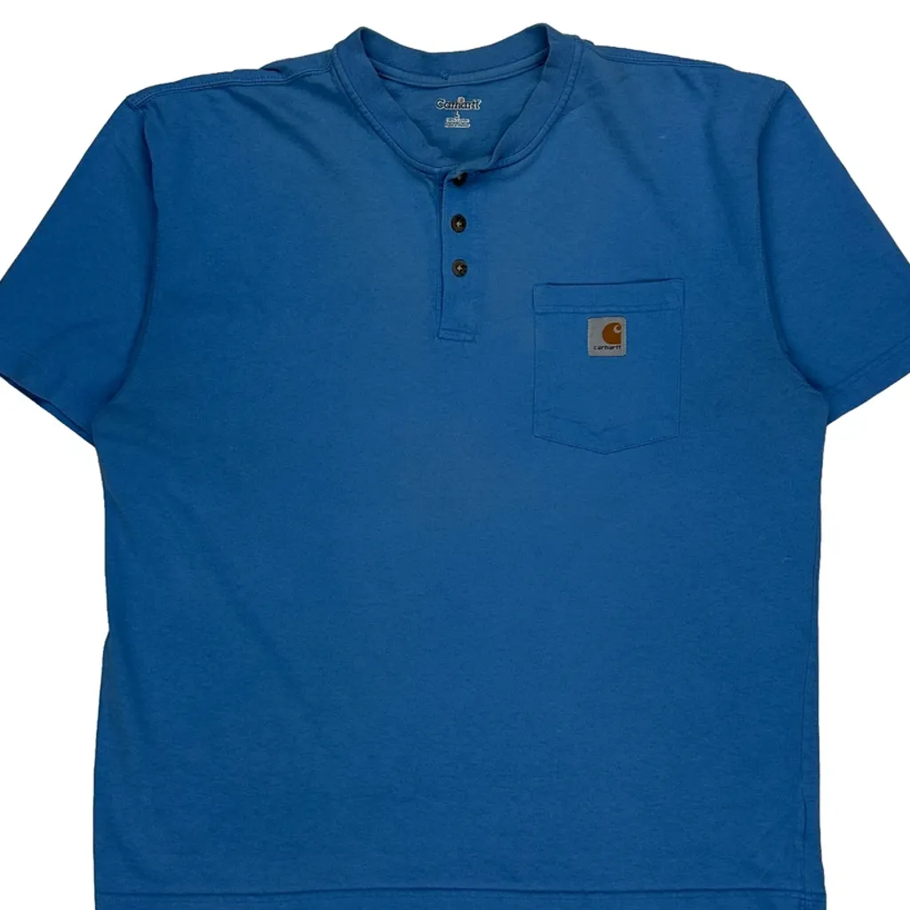 Carhartt Henley T-Shirt - Large Blue Cotton - Image 5