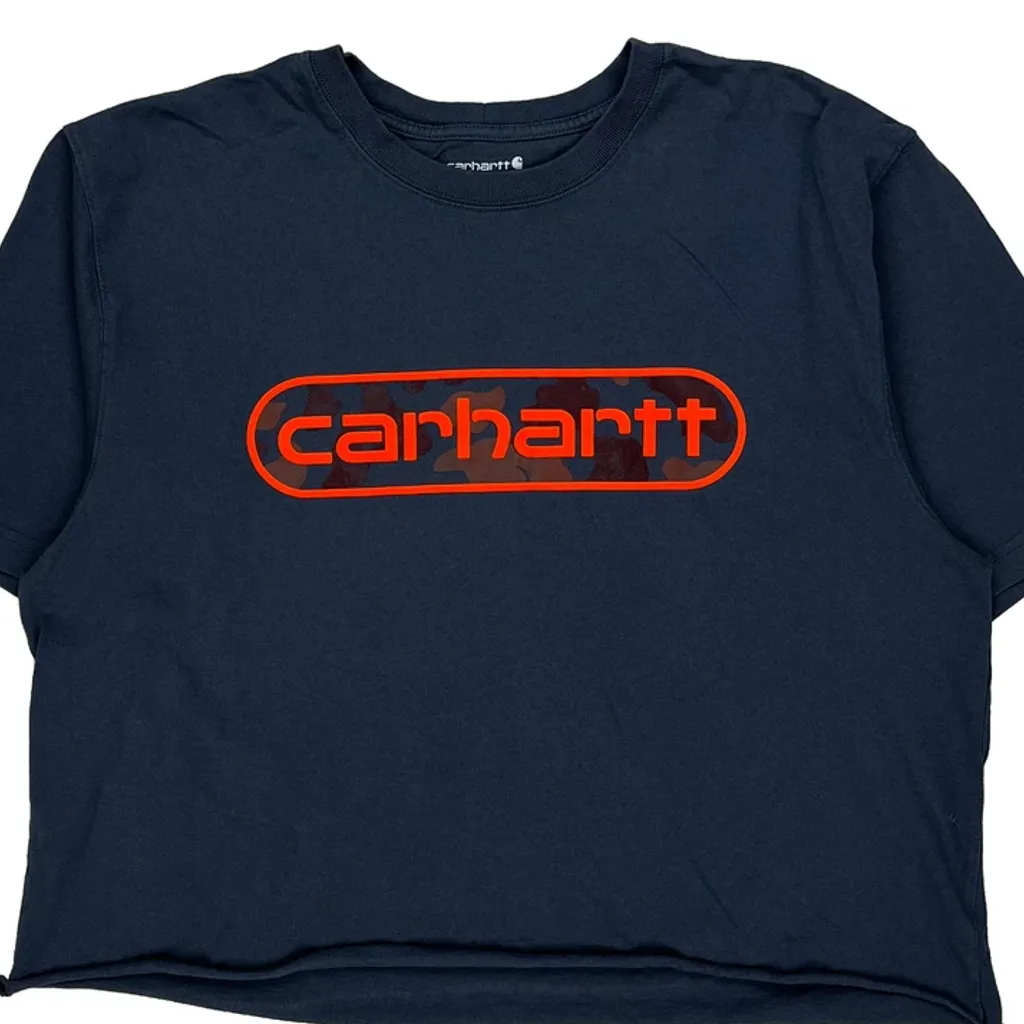 Carhartt Cropped T-Shirt - Large Blue Cotton - Image 4