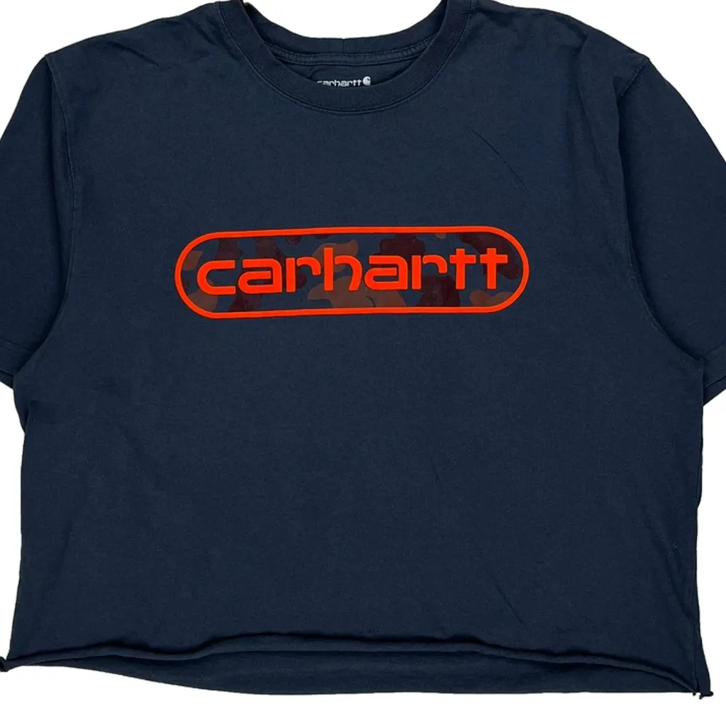 Carhartt Cropped T-Shirt - Large Blue Cotton - Image 5