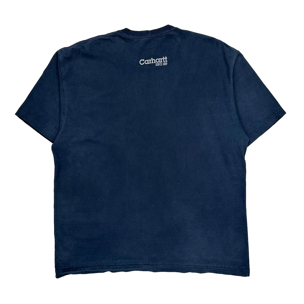 Carhartt Spellout T-Shirt - XL Blue Cotton - Image 2