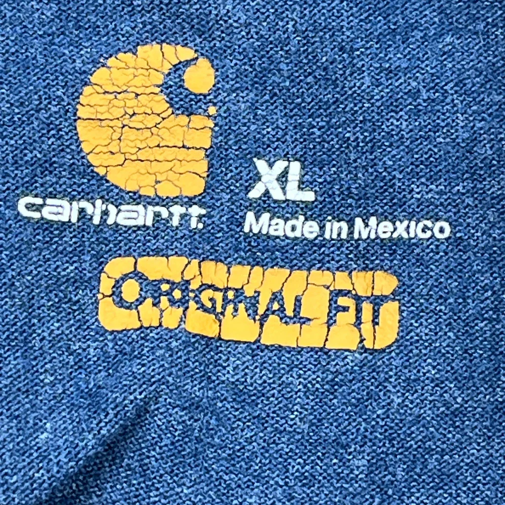 Carhartt Spellout T-Shirt - XL Blue Cotton Blend - Image 3