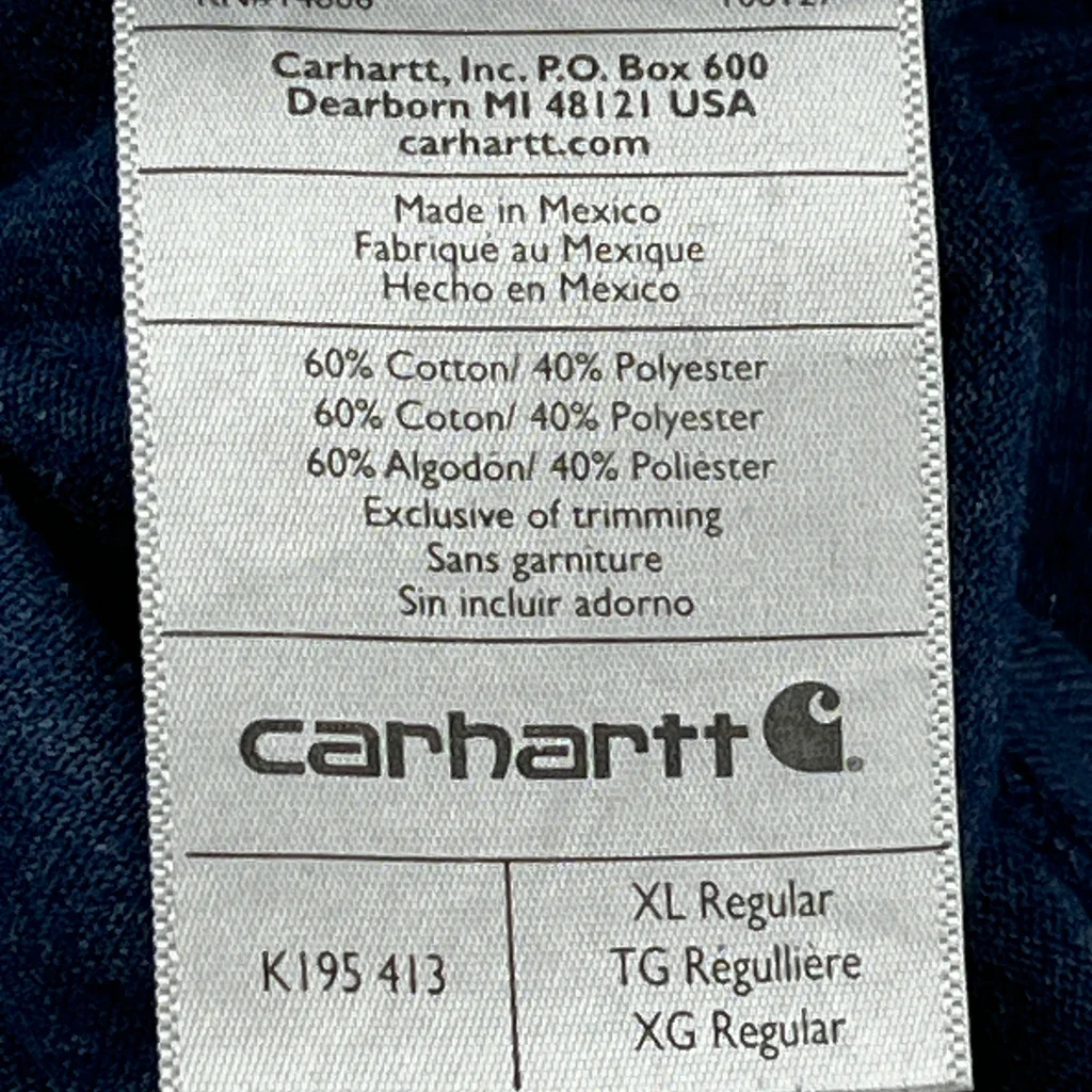 Carhartt Spellout T-Shirt - XL Blue Cotton Blend - Image 4