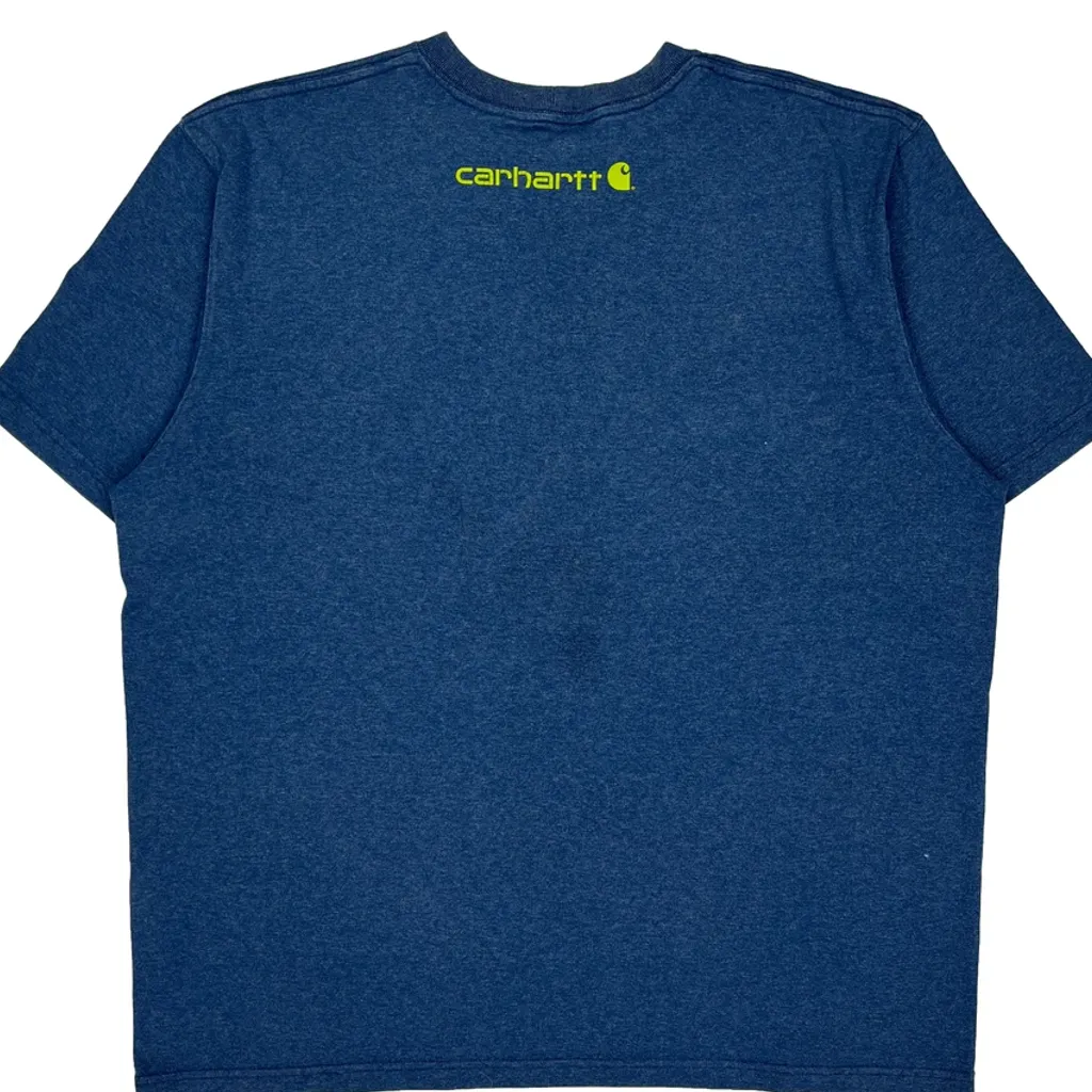 Carhartt Spellout T-Shirt - XL Blue Cotton Blend - Image 7