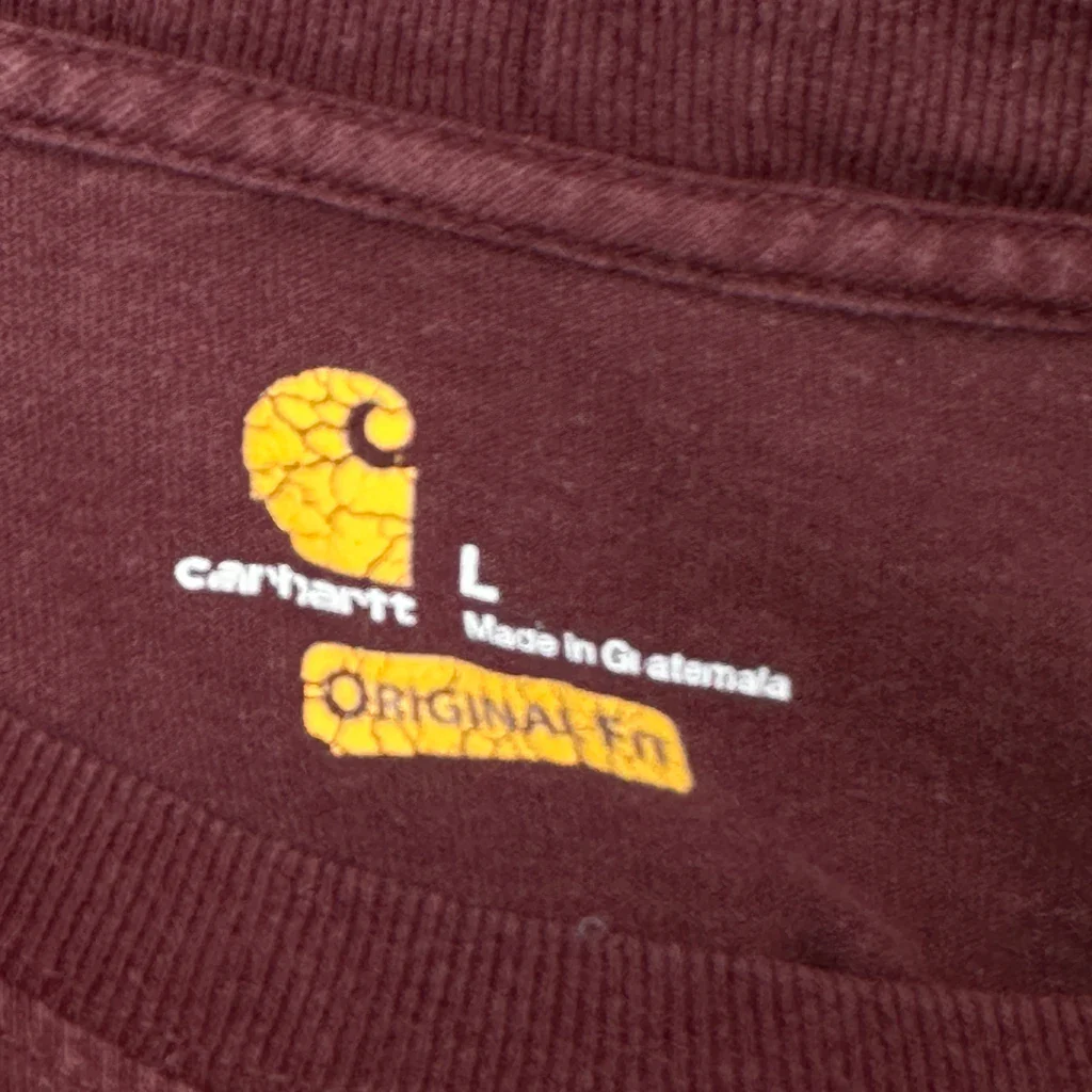 Carhartt T-Shirt - Large Burgundy Cotton - Image 3