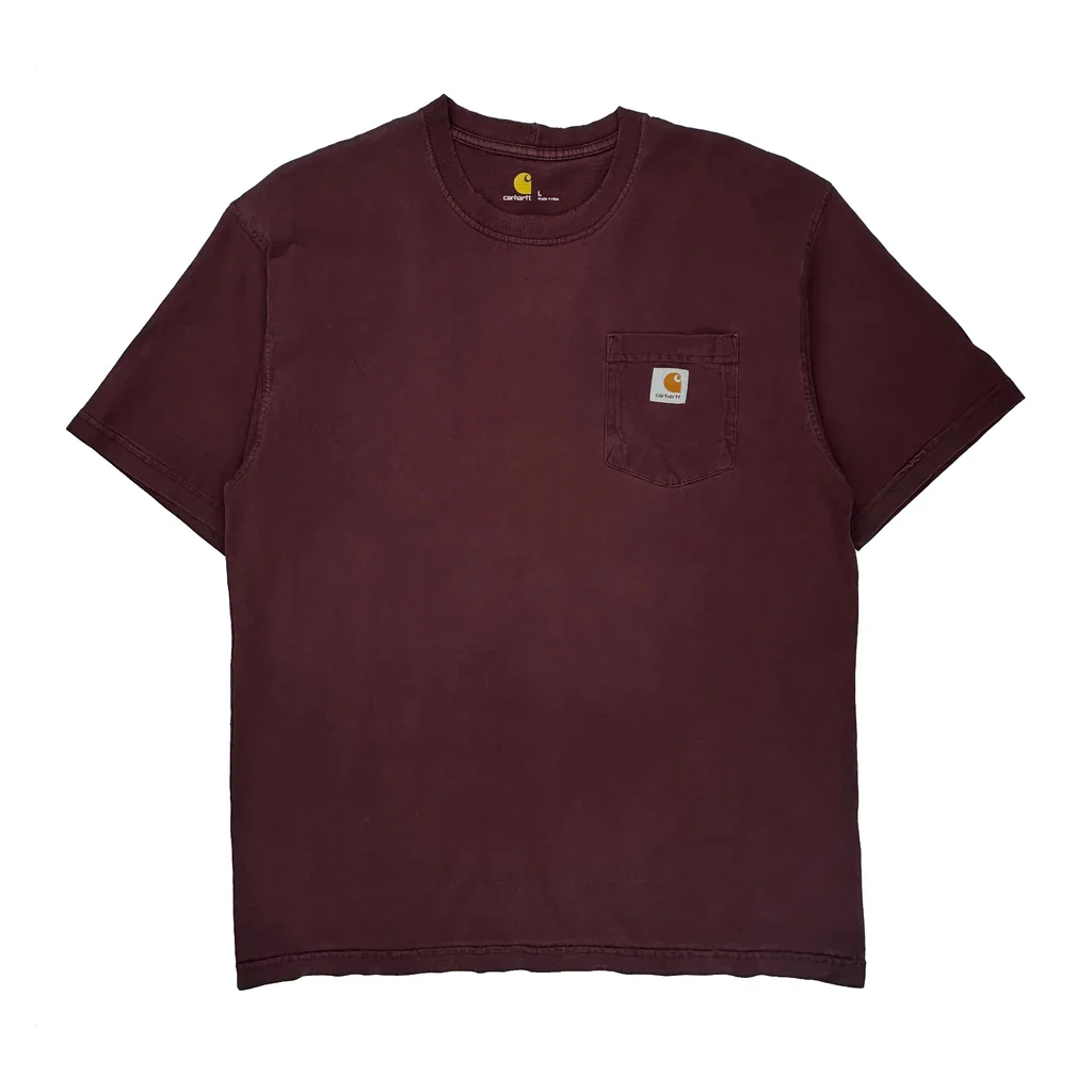 Carhartt T-Shirt - Large Burgundy Cotton