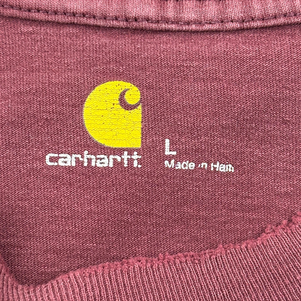 Carhartt T-Shirt - Large Burgundy Cotton - Image 3