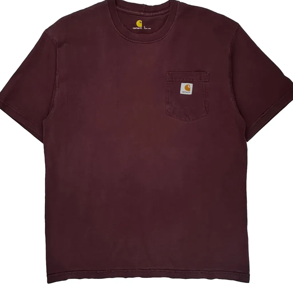 Carhartt T-Shirt - Large Burgundy Cotton - Image 4