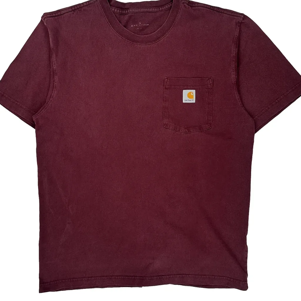 Carhartt T-Shirt - Large Burgundy Cotton - Image 4
