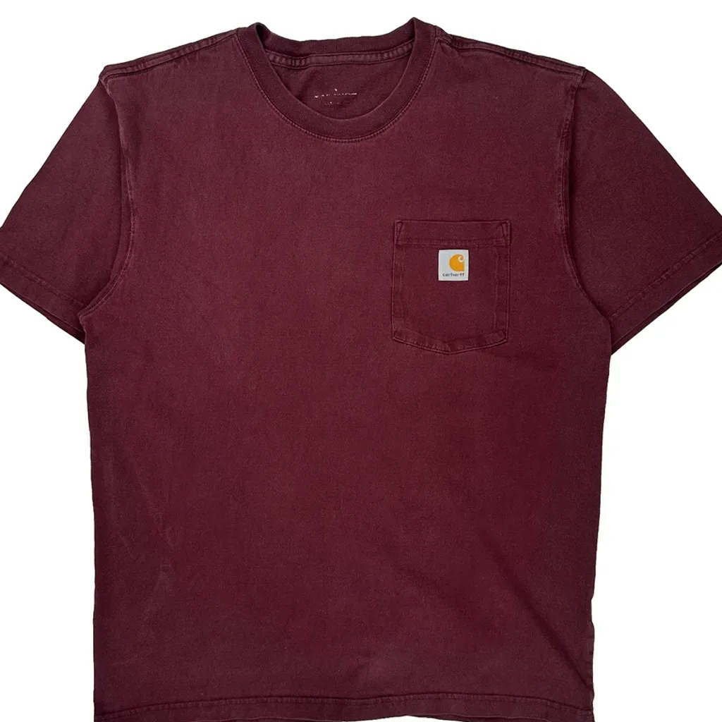 Carhartt T-Shirt - Large Burgundy Cotton - Image 5