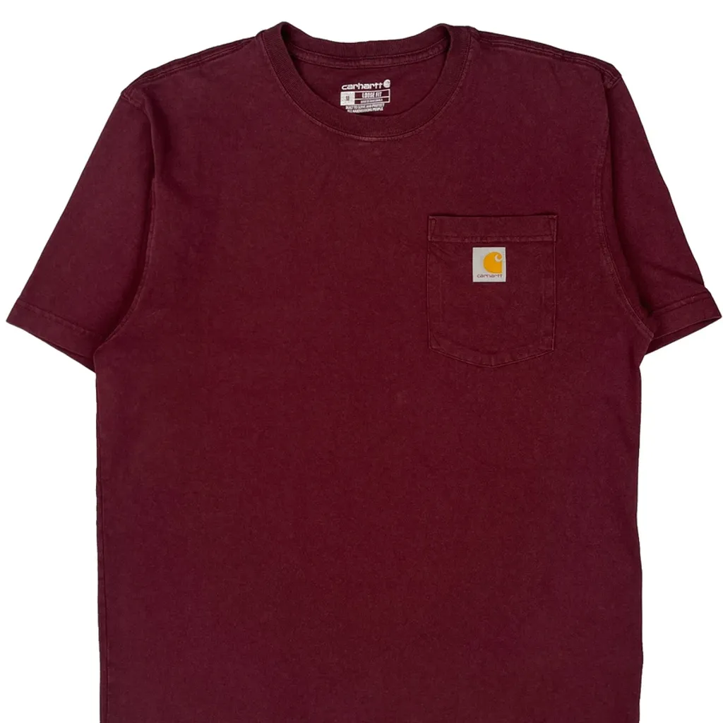 Carhartt T-Shirt - Medium Burgundy Cotton - Image 4