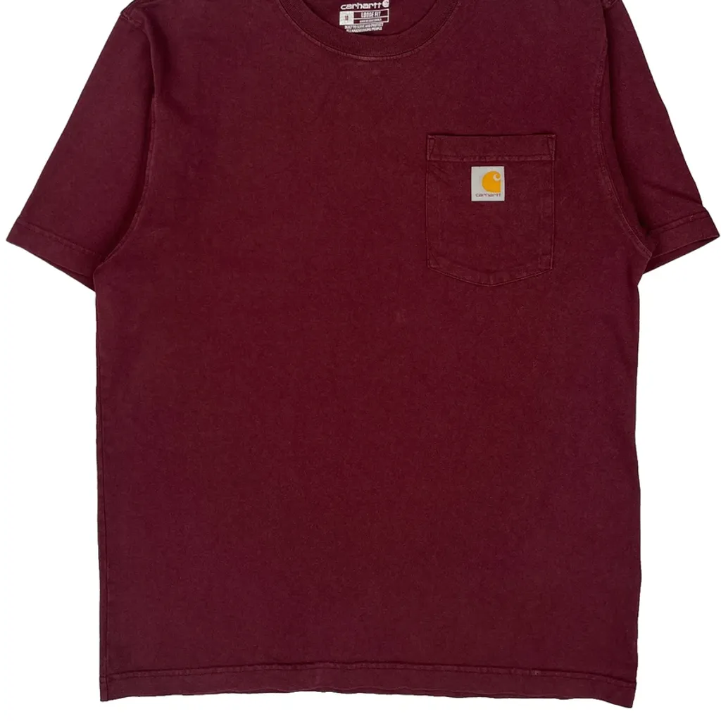 Carhartt T-Shirt - Medium Burgundy Cotton - Image 5