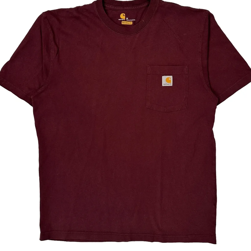 Carhartt T-Shirt - Medium Burgundy Cotton - Image 5