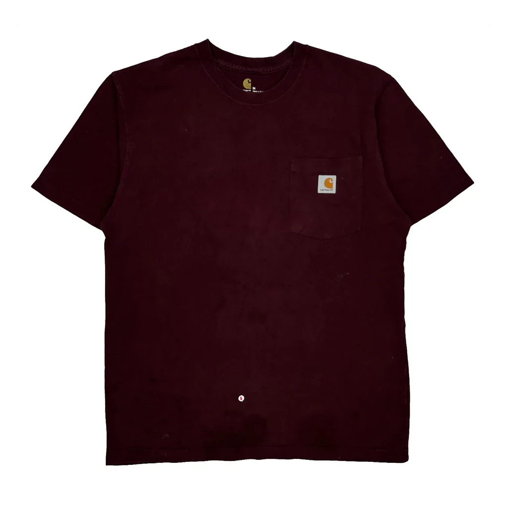Carhartt T-Shirt - Medium Burgundy Cotton - Image 2