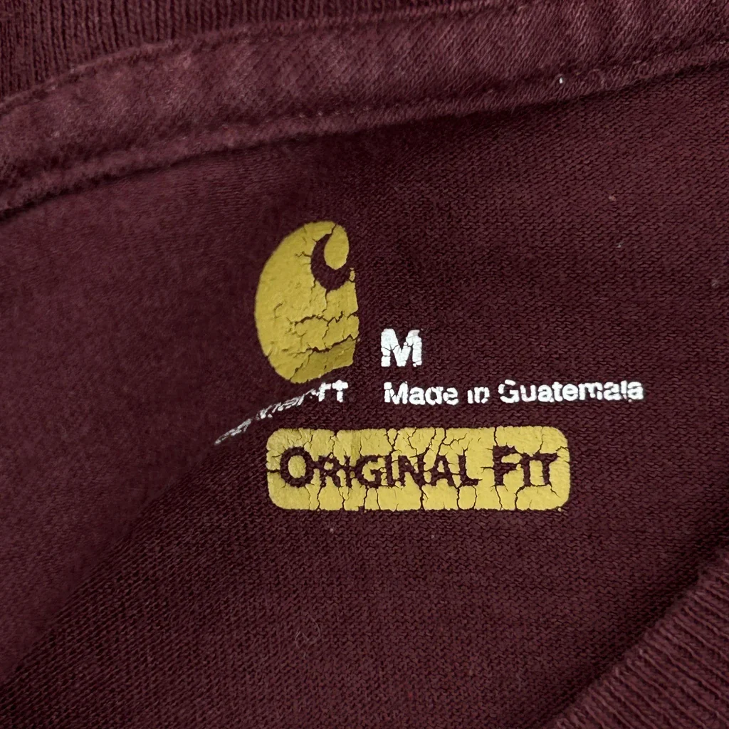 Carhartt T-Shirt - Medium Burgundy Cotton - Image 5