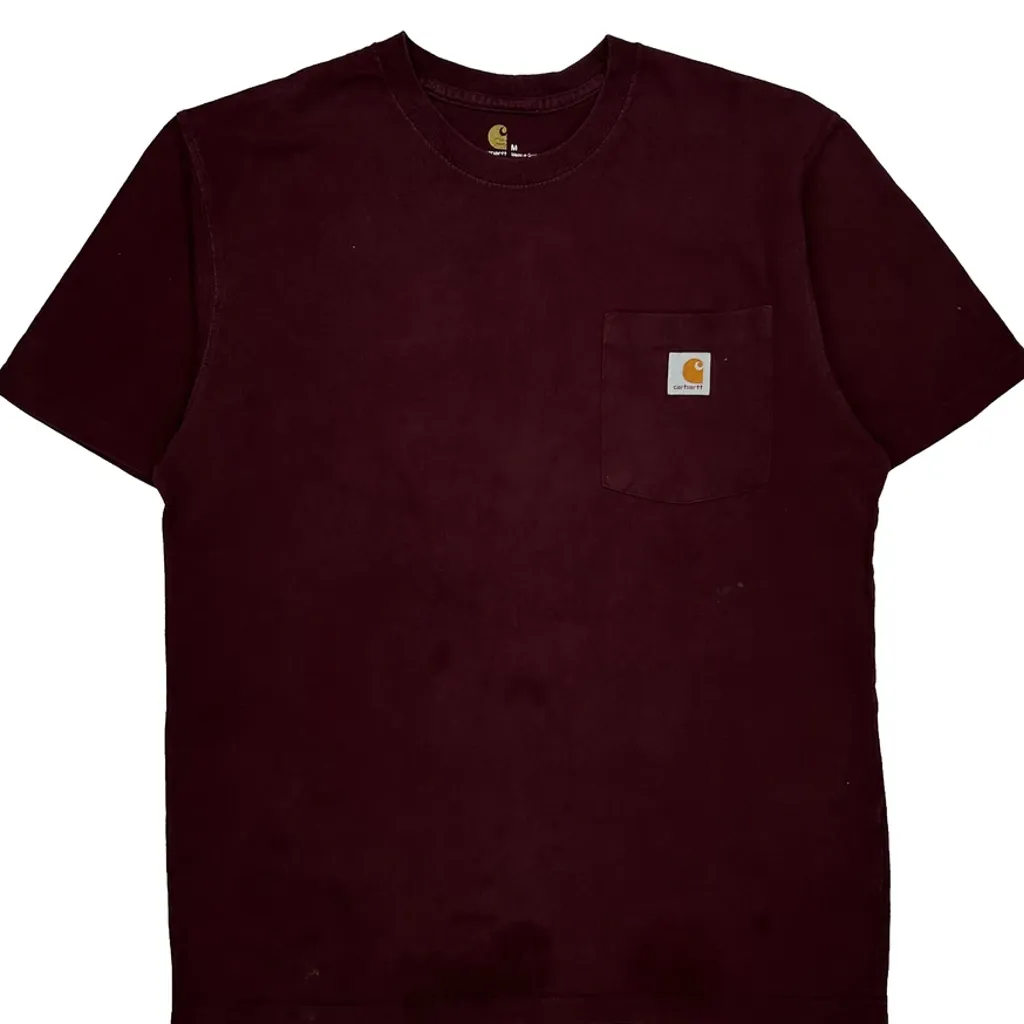 Carhartt T-Shirt - Medium Burgundy Cotton - Image 7