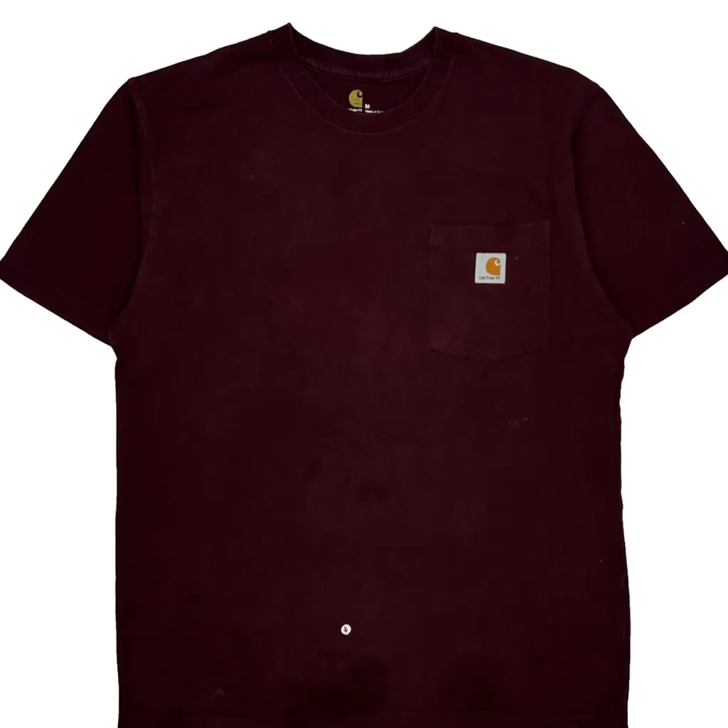Carhartt T-Shirt - Medium Burgundy Cotton - Image 9