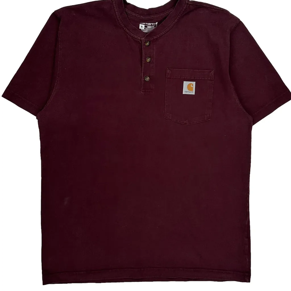 Carhartt T-Shirt - Medium Burgundy Cotton - Image 4