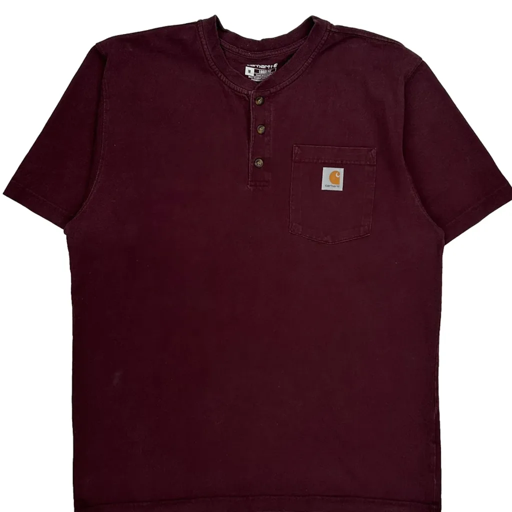 Carhartt T-Shirt - Medium Burgundy Cotton - Image 5