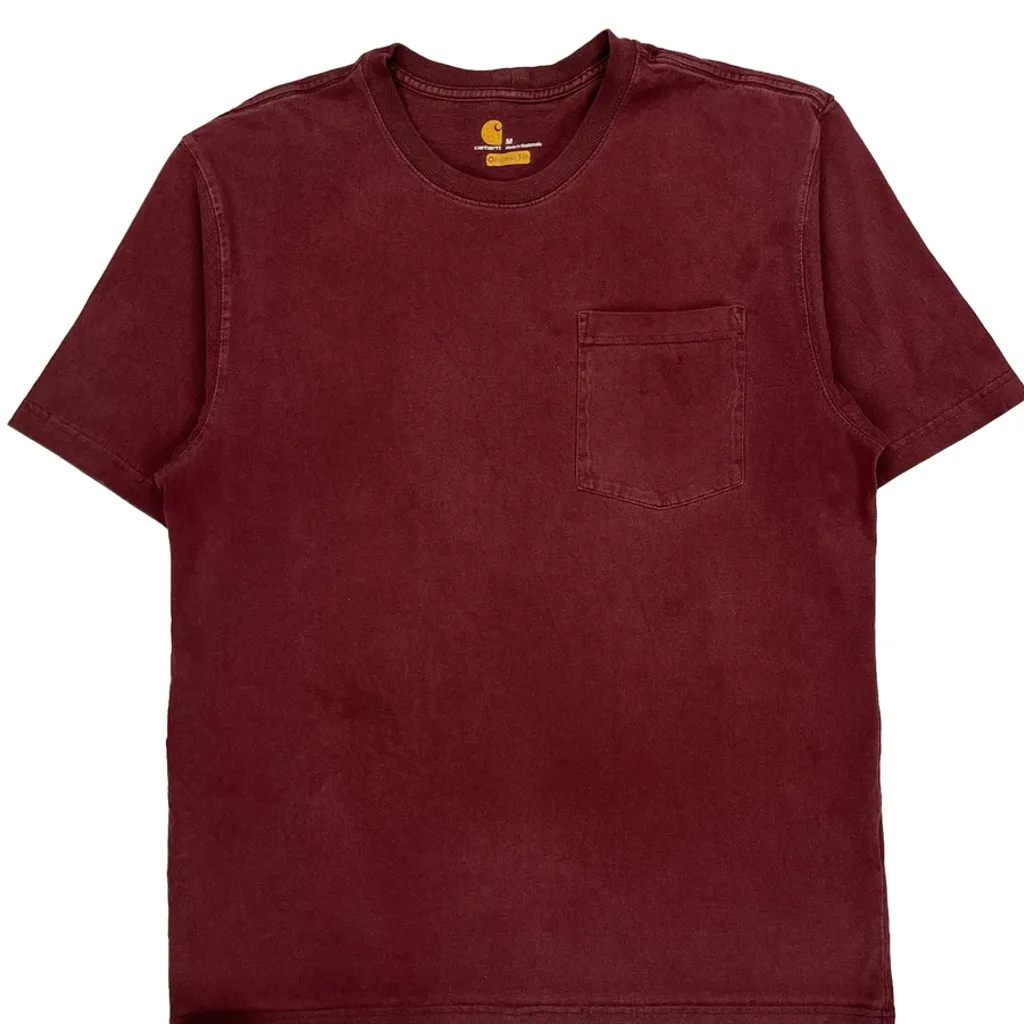 Carhartt T-Shirt - Medium Burgundy Cotton - Image 4