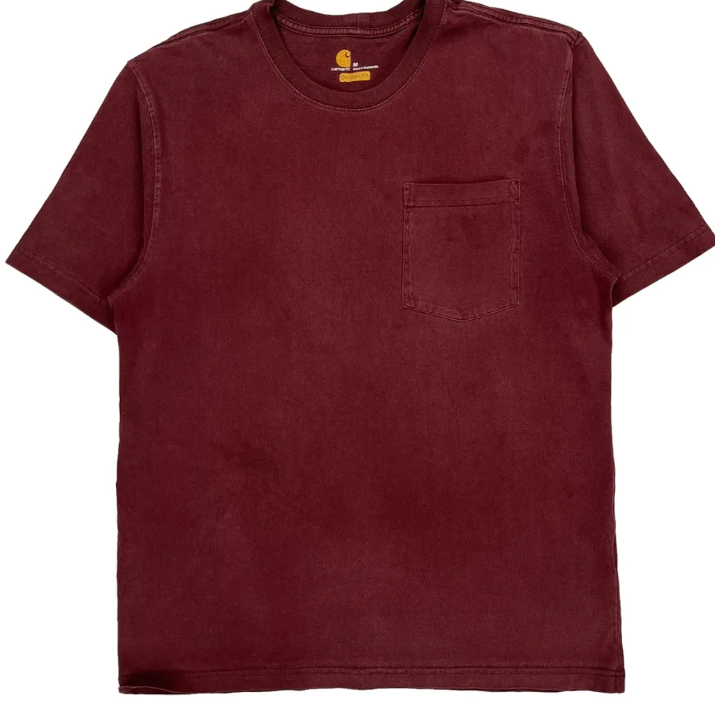 Carhartt T-Shirt - Medium Burgundy Cotton - Image 5