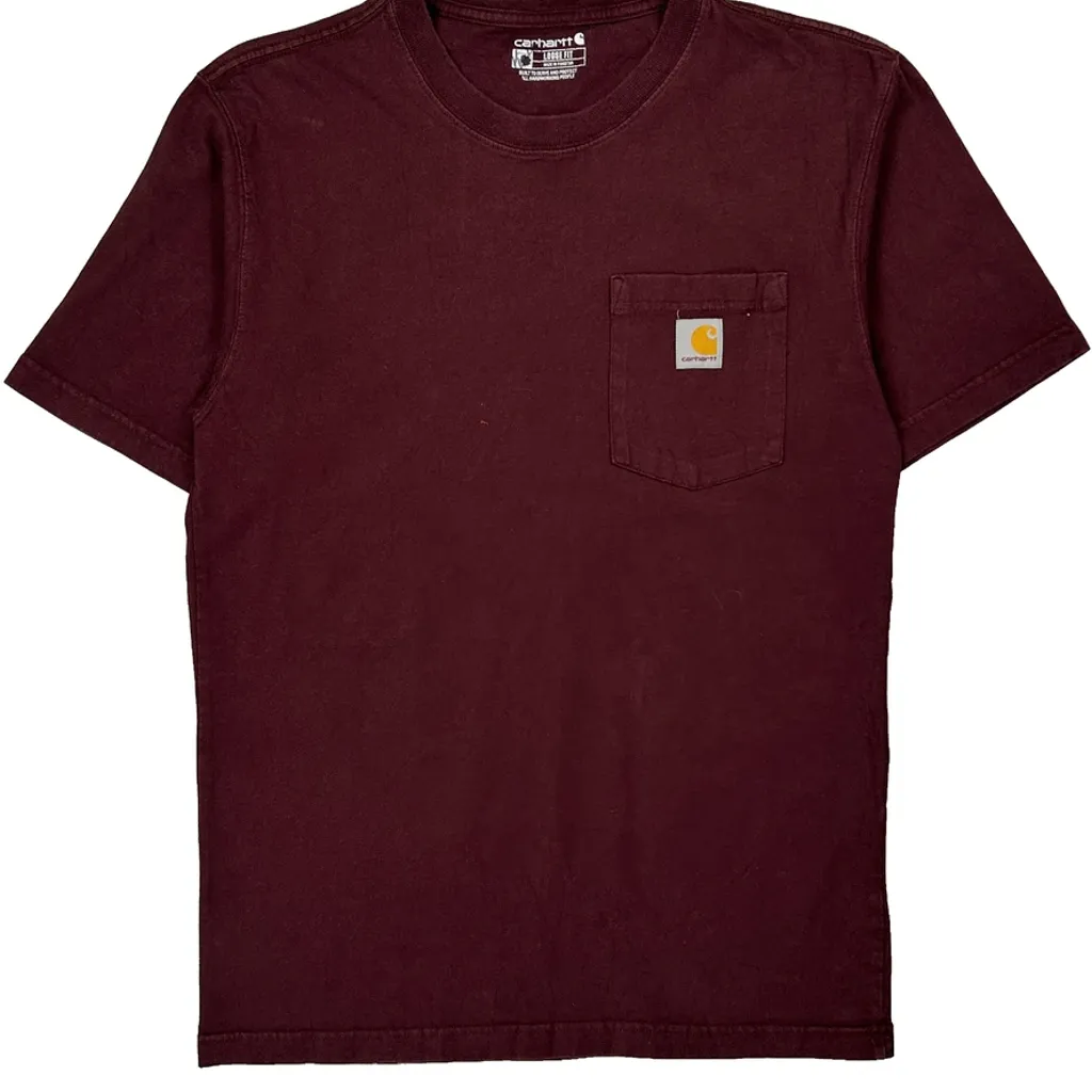 Carhartt T-Shirt - Medium Burgundy Cotton - Image 4