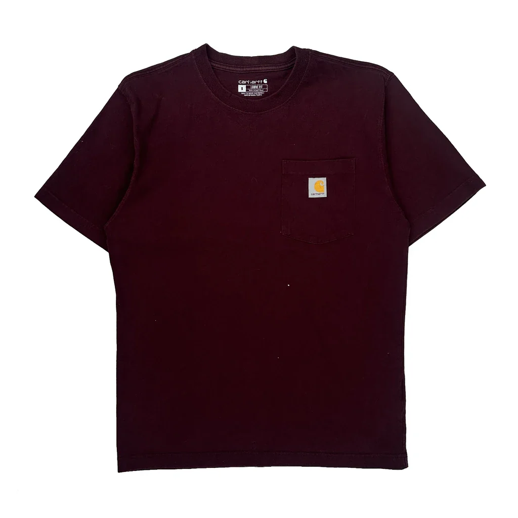 Carhartt T-Shirt - Small Burgundy Cotton