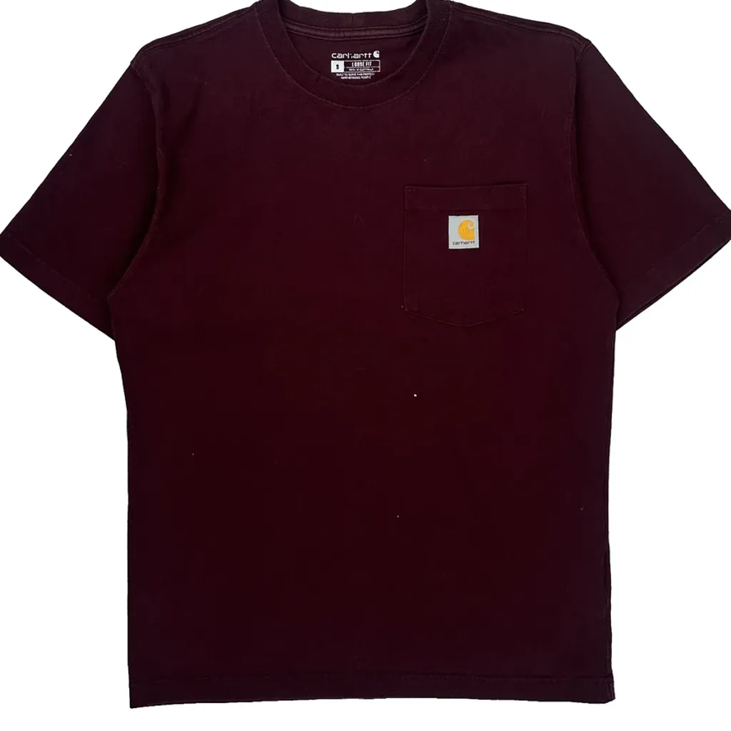 Carhartt T-Shirt - Small Burgundy Cotton - Image 4