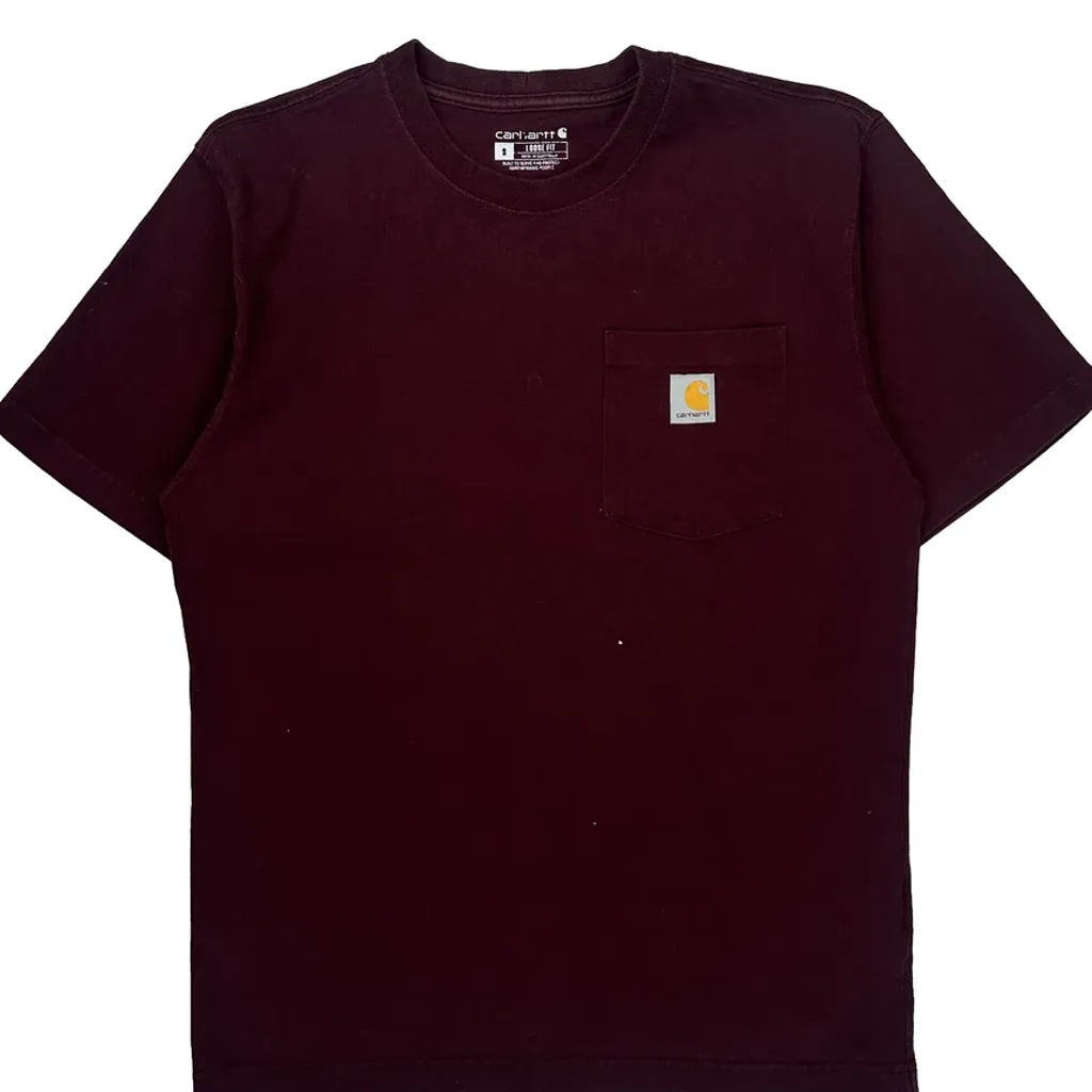Carhartt T-Shirt - Small Burgundy Cotton - Image 5