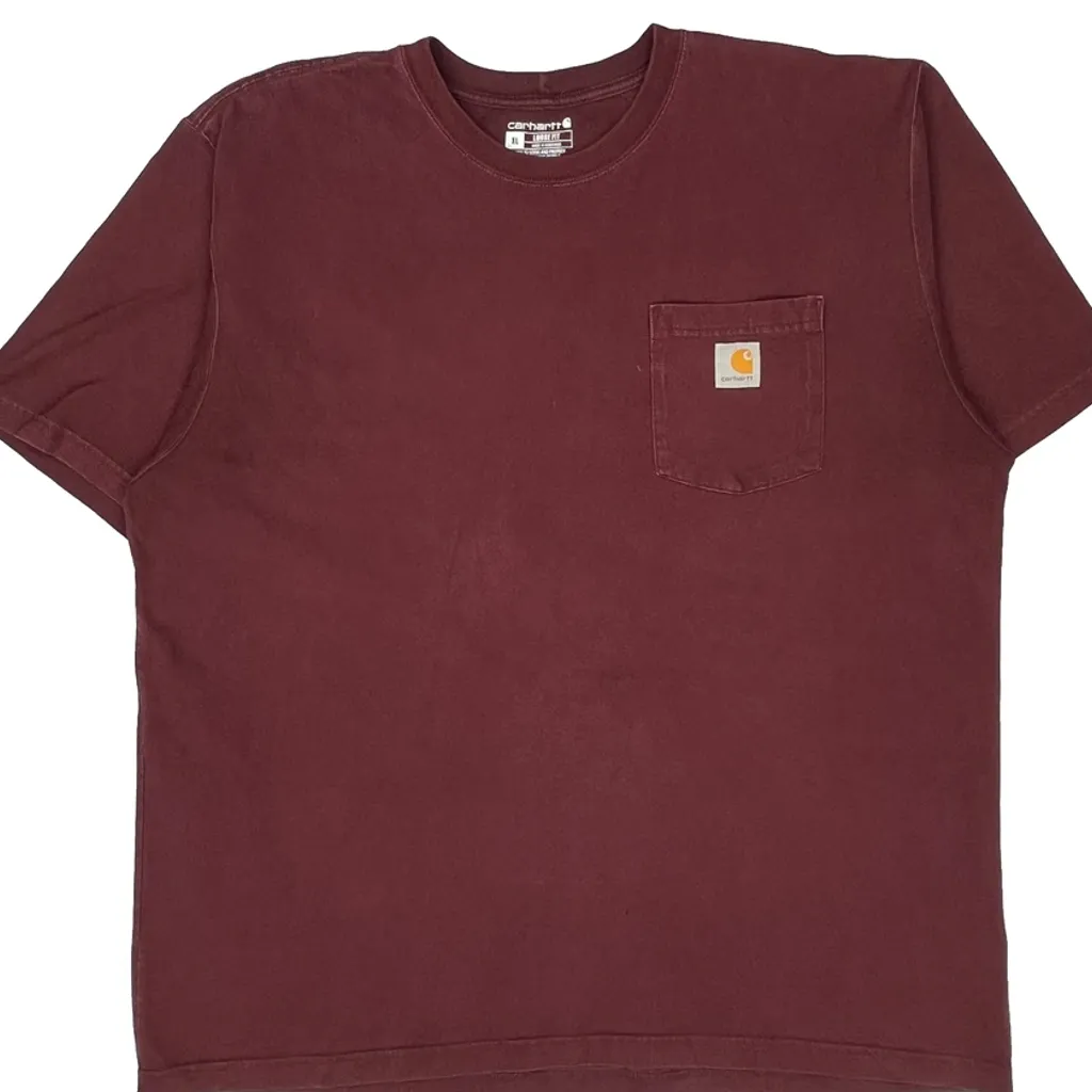Carhartt T-Shirt - XL Burgundy Cotton - Image 5