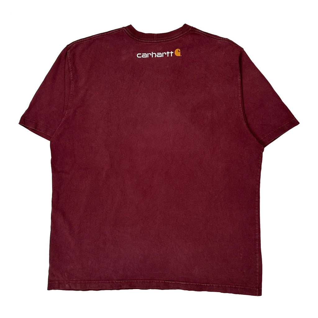 Carhartt Spellout T-Shirt - XL Burgundy Cotton - Image 2