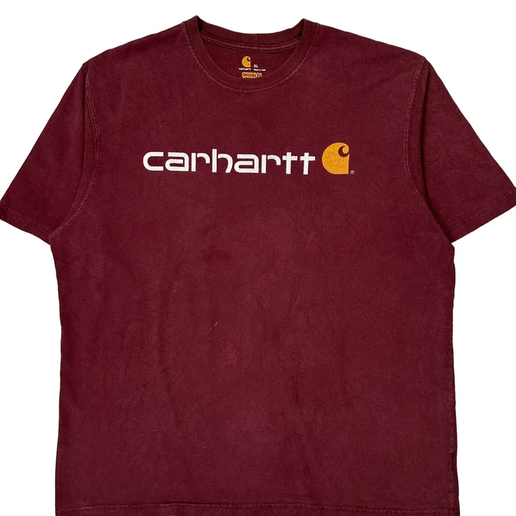 Carhartt Spellout T-Shirt - XL Burgundy Cotton - Image 4