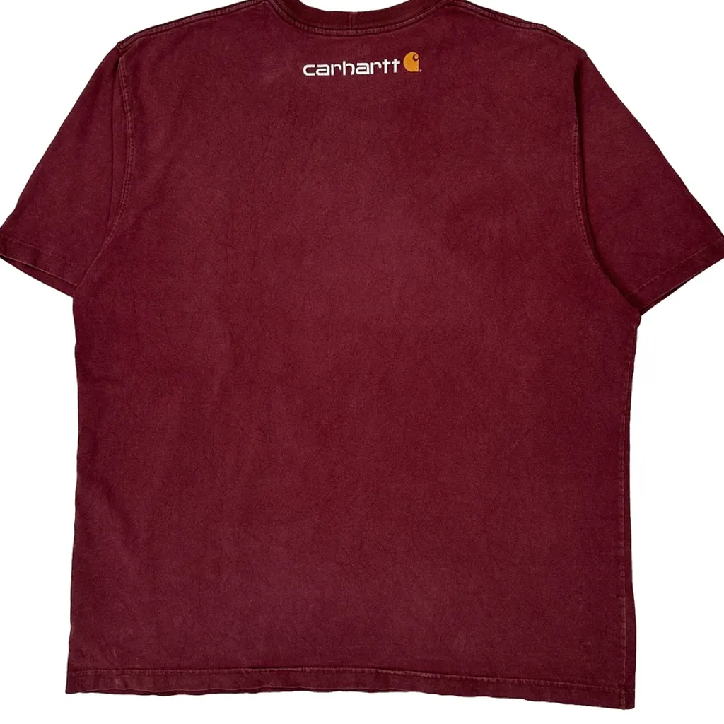 Carhartt Spellout T-Shirt - XL Burgundy Cotton - Image 6