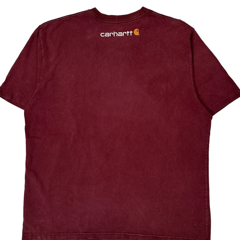Carhartt Spellout T-Shirt - XL Burgundy Cotton - Image 7