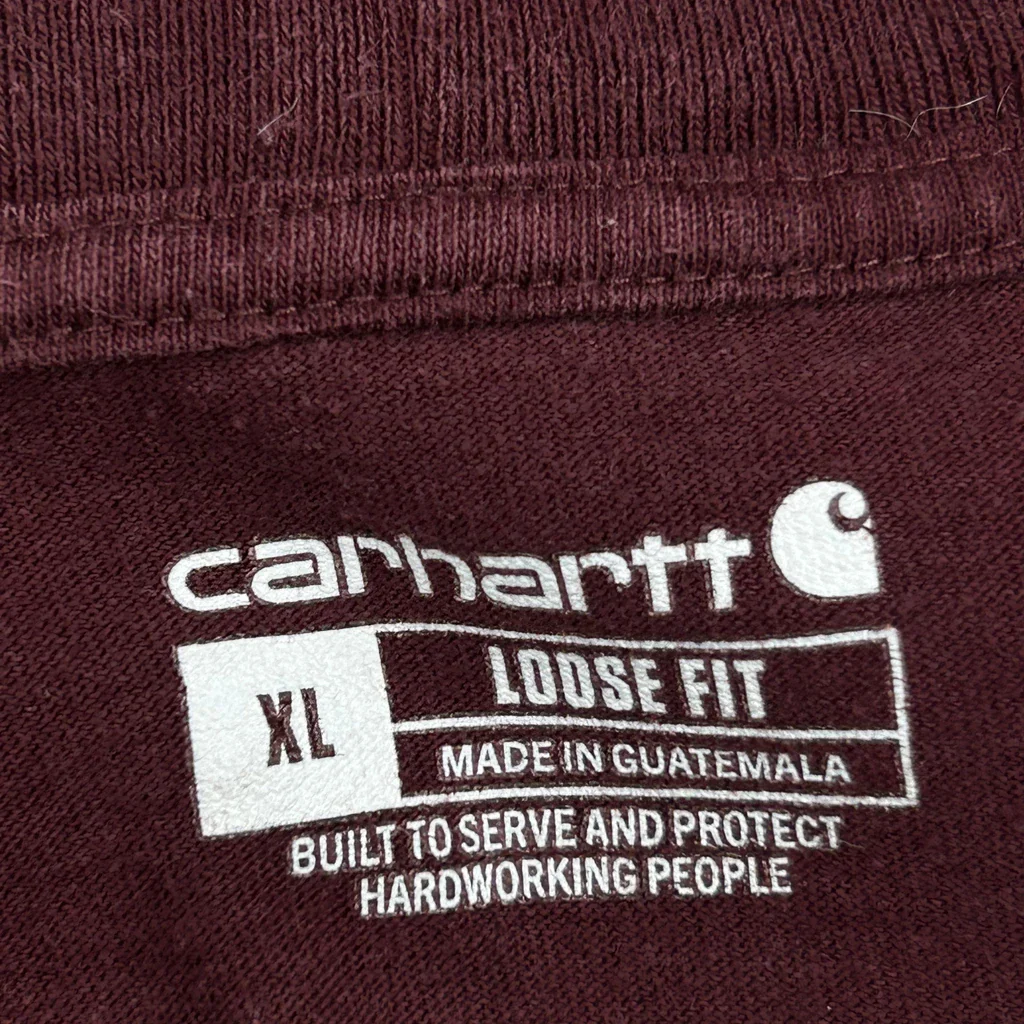 Carhartt T-Shirt - XL Burgundy Cotton - Image 3