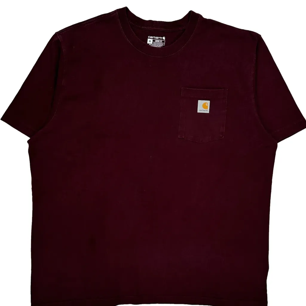 Carhartt T-Shirt - XL Burgundy Cotton - Image 4