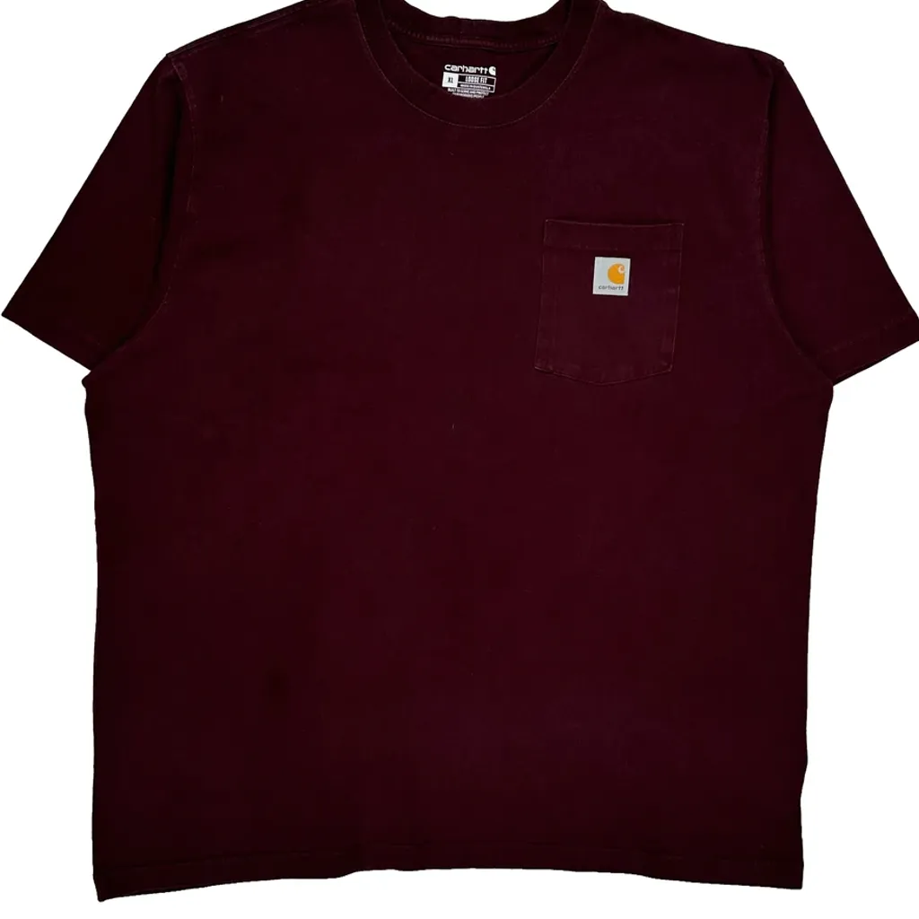 Carhartt T-Shirt - XL Burgundy Cotton - Image 5