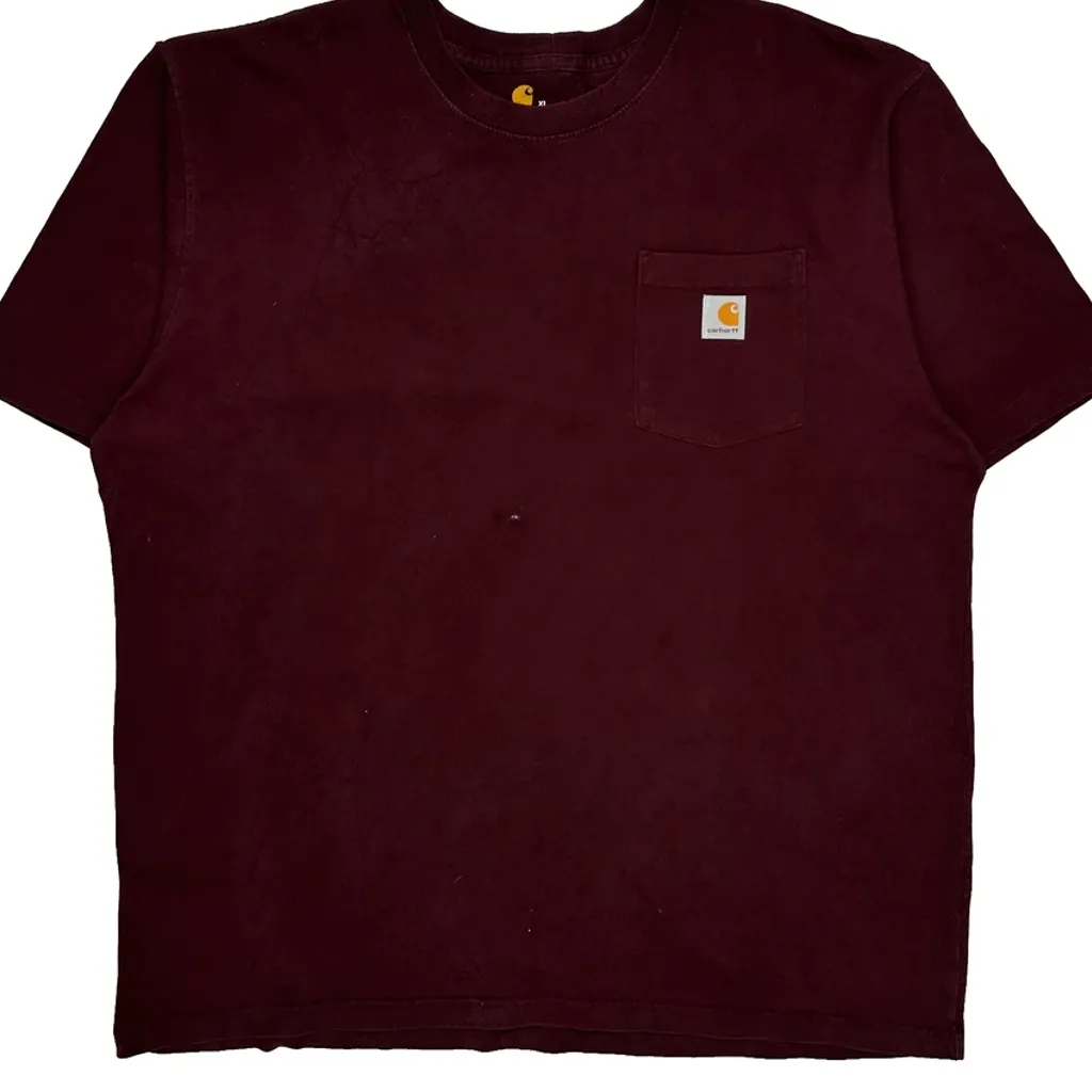 Carhartt T-Shirt - XL Burgundy Cotton - Image 4