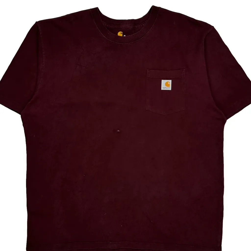 Carhartt T-Shirt - XL Burgundy Cotton - Image 5