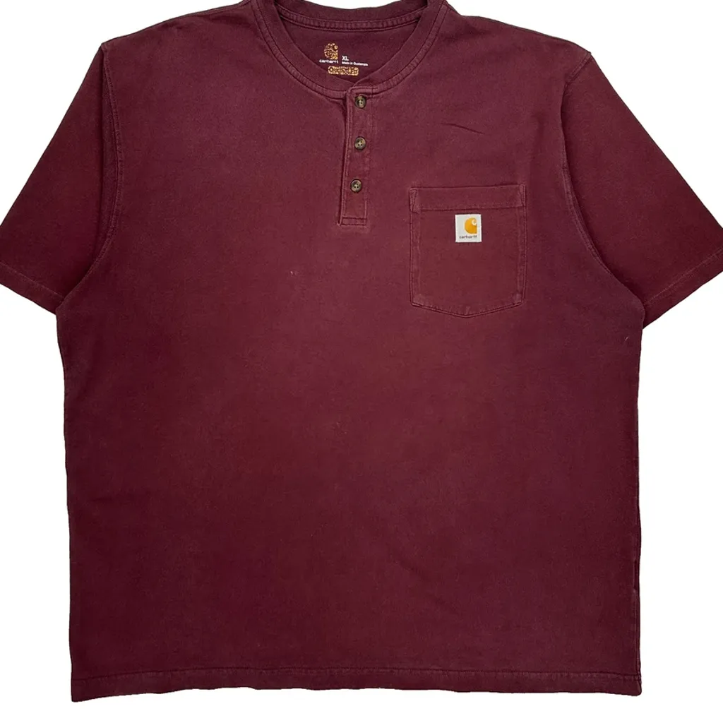 Carhartt T-Shirt - XL Burgundy Cotton - Image 5