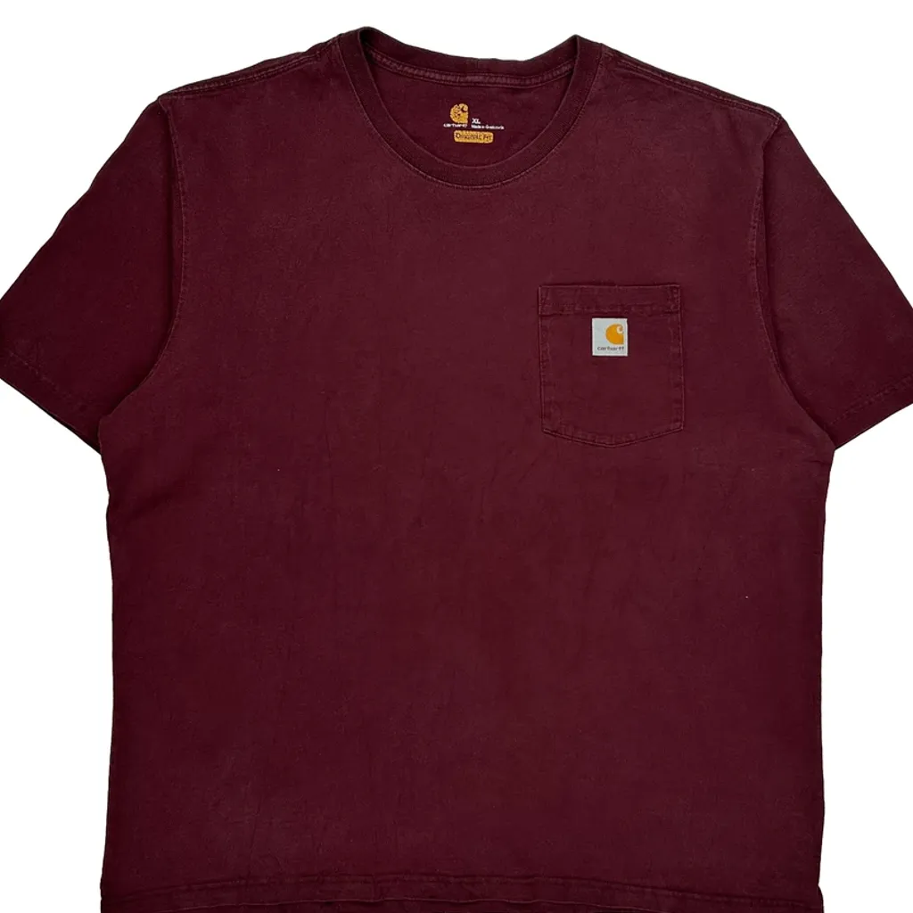Carhartt T-Shirt - XL Burgundy Cotton - Image 4