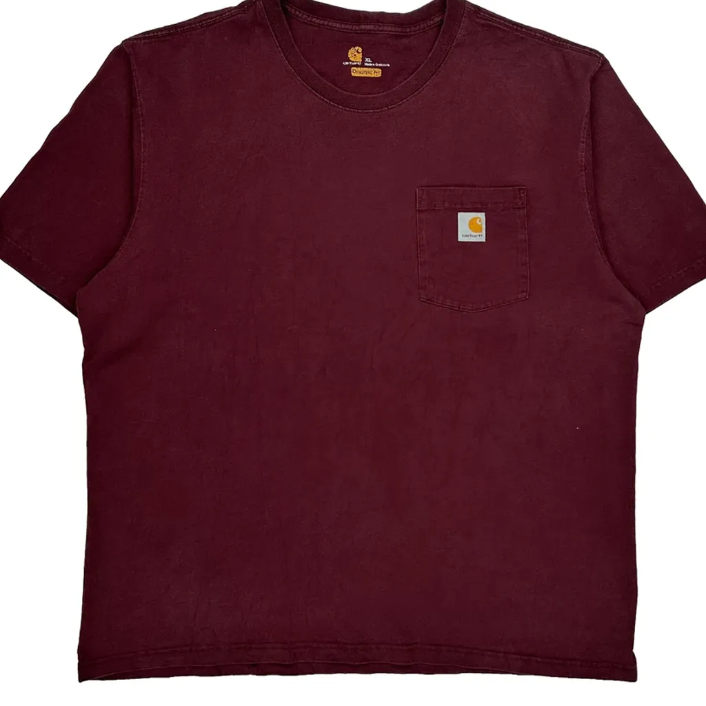 Carhartt T-Shirt - XL Burgundy Cotton - Image 5