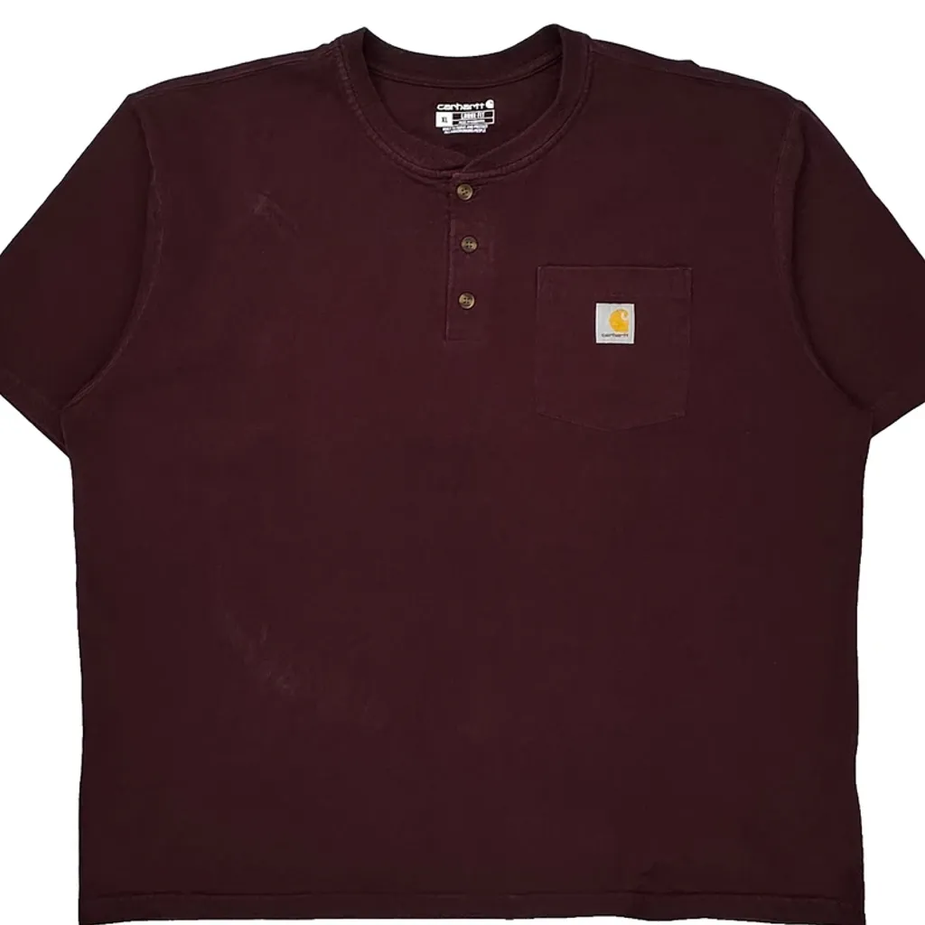 Carhartt T-Shirt - XL Burgundy Cotton - Image 5