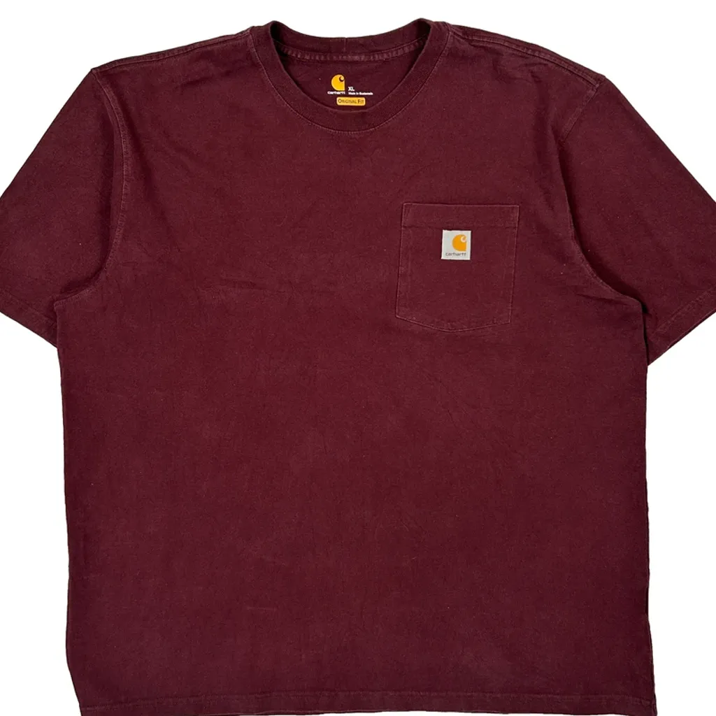 Carhartt T-Shirt - XL Burgundy Cotton - Image 4