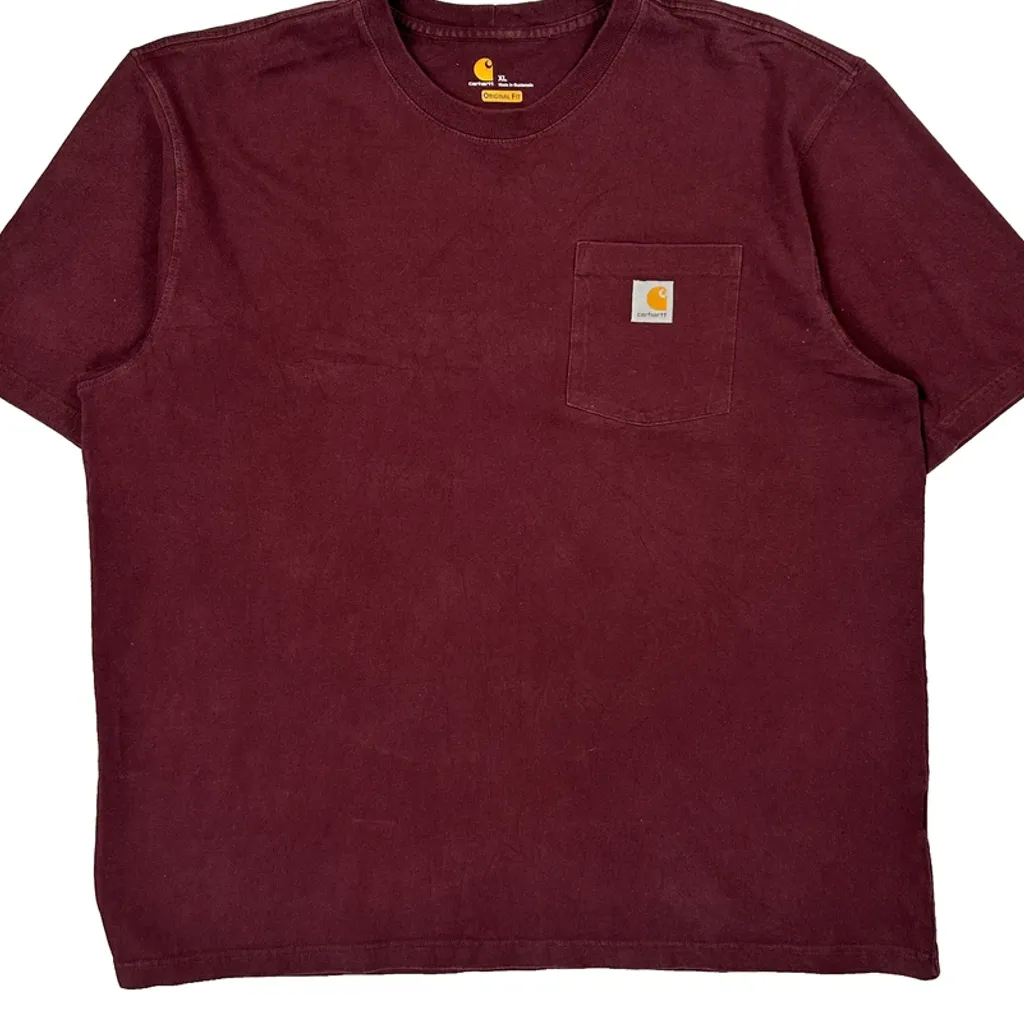 Carhartt T-Shirt - XL Burgundy Cotton - Image 5